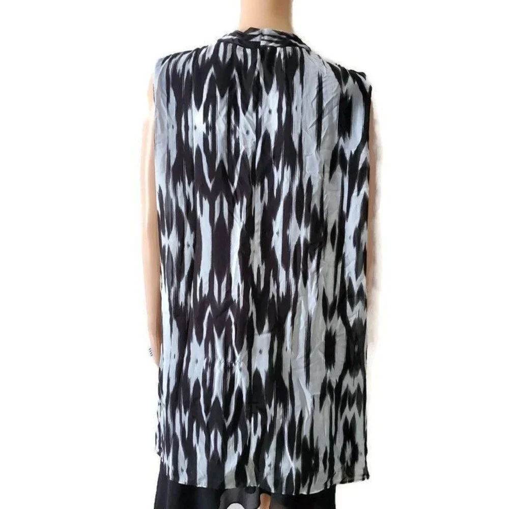 Timeline Womens Plus Size Cloak Style Longline Sleeveless Black Tunic Blouse 3XL - Picture 4 of 13